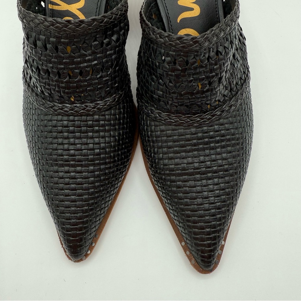 Sam Edelman Lilliana Black Woven Pointed Toe Mules Heels Size 8 Elegant - Picture 10 of 16